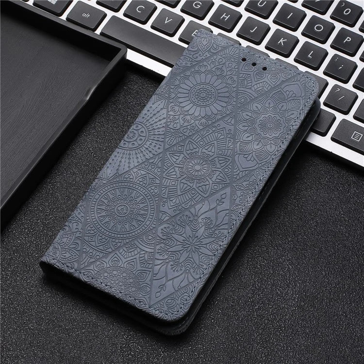 For Samsung Galaxy S24 FE Case Imprinted Flower Wallet Stand Leather Phone Cover