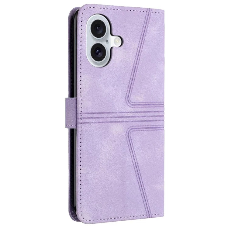 For iPhone 16 Plus Case Triangle Imprinted Anti-Scratch Phone Wallet Cover