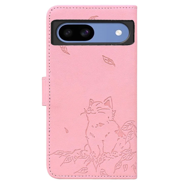 For Google Pixel 8a Case Wallet Cat Pattern Imprinted Leather Phone Cover