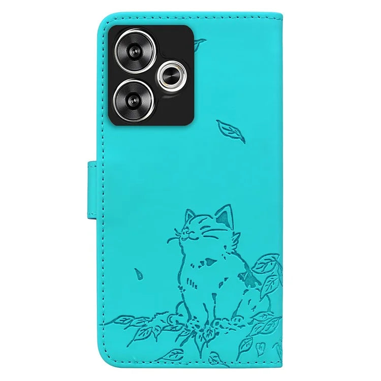 For Xiaomi Poco F6 5G / Redmi Turbo 3 5G Case Wallet Cat Pattern Imprinted Leather Phone Cover