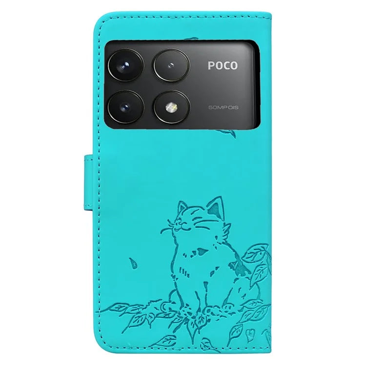 For Xiaomi Poco F6 Pro 5G / Redmi K70 5G / K70 Pro 5G Case Wallet Cat Pattern Imprinted Leather Phone Cover