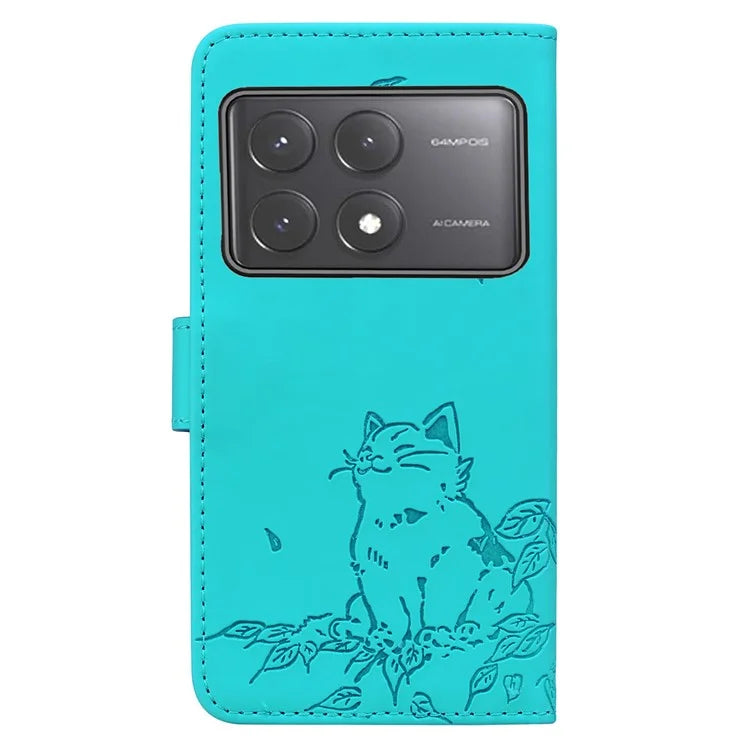 For Xiaomi Poco X6 5G / Redmi Note 13 Pro 5G Case Wallet Cat Pattern Imprinted Leather Phone Cover