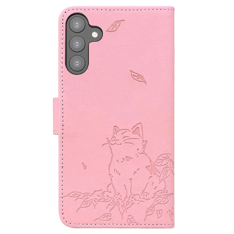 For Samsung Galaxy S24+ Case Wallet Cat Pattern Imprinted Leather Phone Cover
