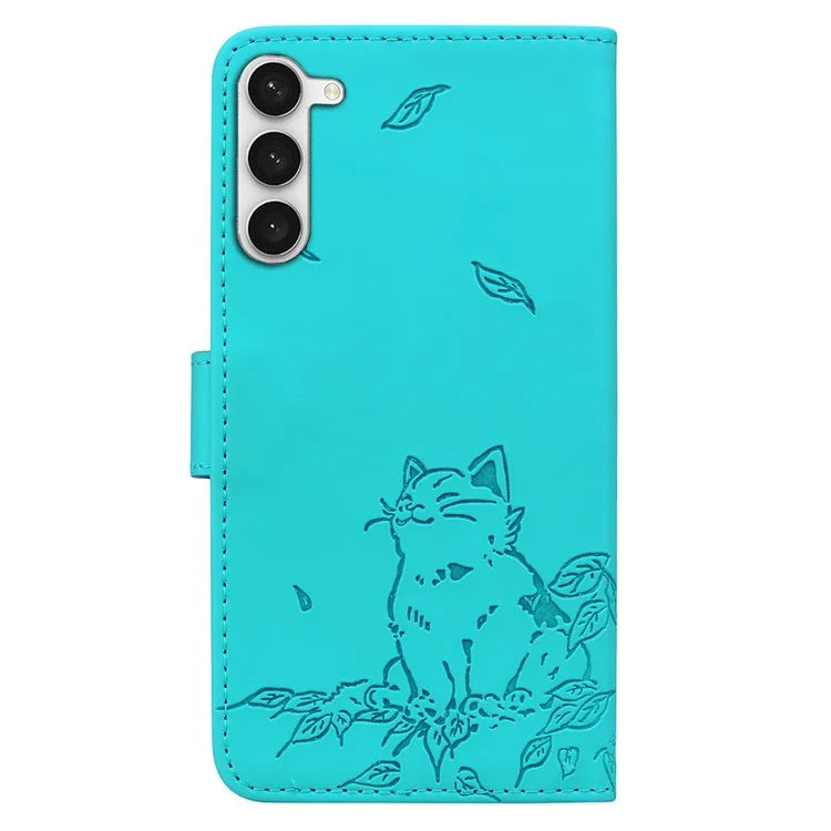 For Samsung Galaxy S23+ Case Wallet Cat Pattern Imprinted Leather Phone Cover