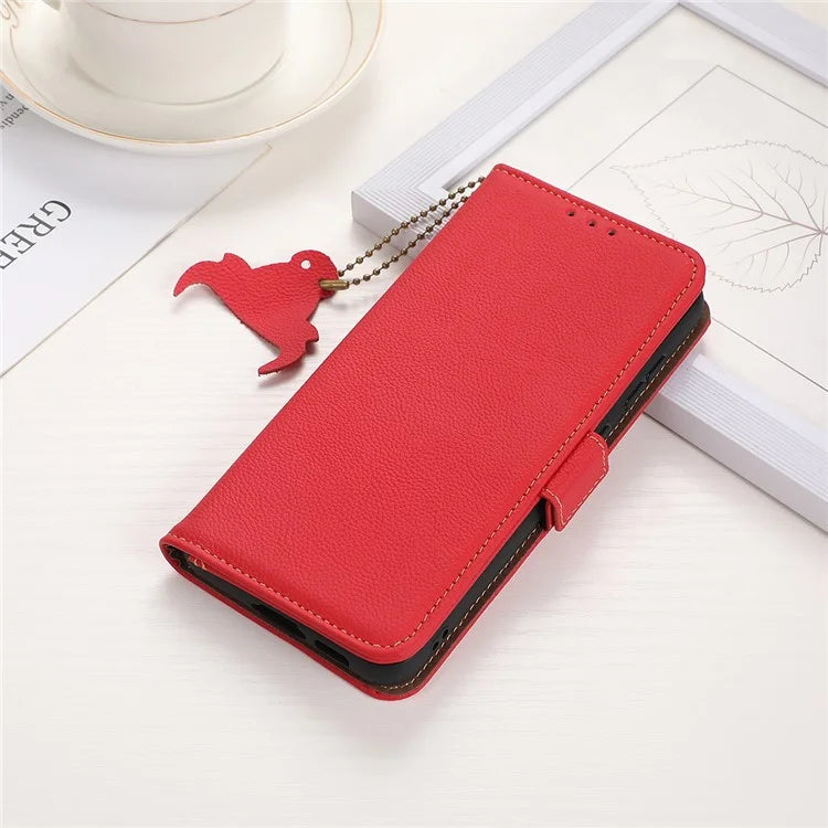 TJ For Samsung Galaxy A06 Case RFID Blocking Genuine Cow Leather Phone Cover