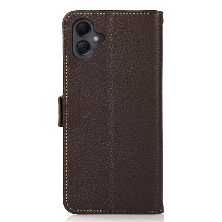 KHAZNEH For Samsung Galaxy A06 Phone Case Genuine Cow Leather Cover RFID Blocking