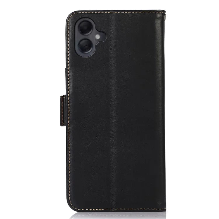 For Samsung Galaxy A06 Case RFID Blocking Genuine Cow Leather Wallet Phone Cover