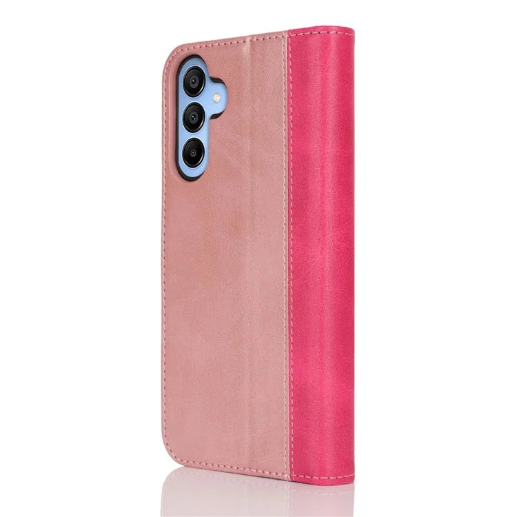 For Samsung Galaxy A15 5G Case Calf Texture 3 Card Slots Color Splicing Leather Phone Cover