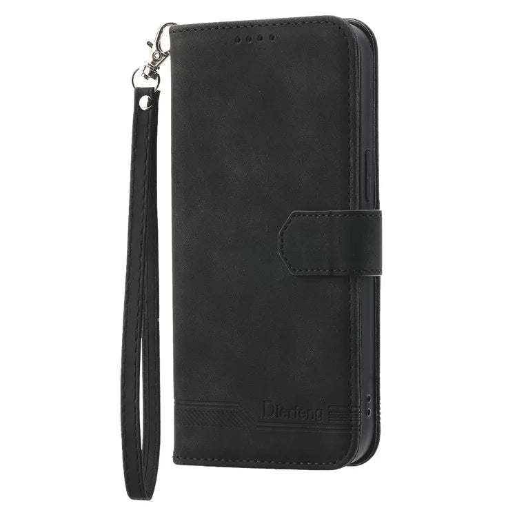DIERFENG DF-03 For Samsung Galaxy M35 5G Leather Case Lines Imprint Wallet Phone Cover
