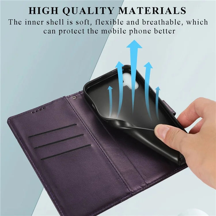 DF-06 For Samsung Galaxy A06 Phone Case Line Imprint Leather Wallet Cover
