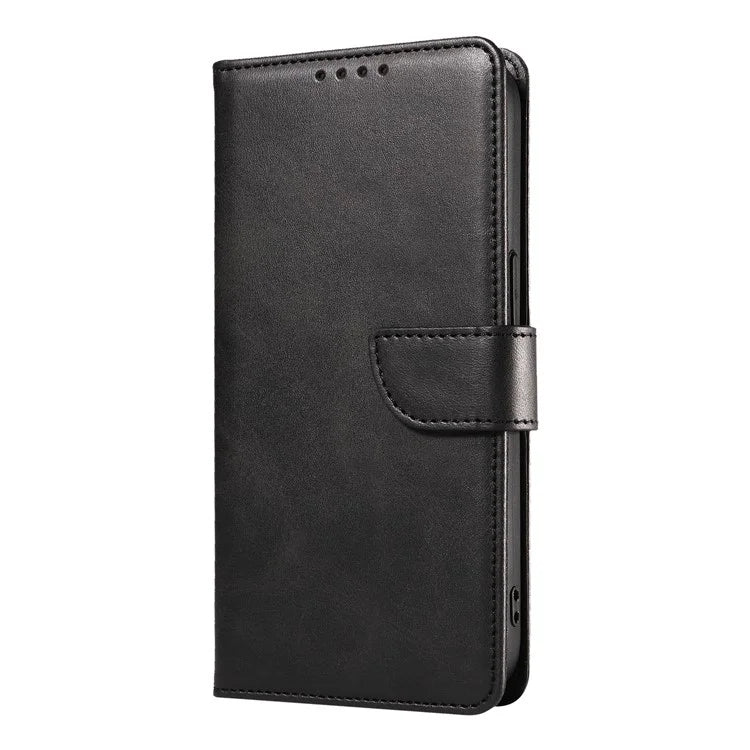 For iPhone 16 Pro Case Leather Stand Phone Shell with Magnetic Closure