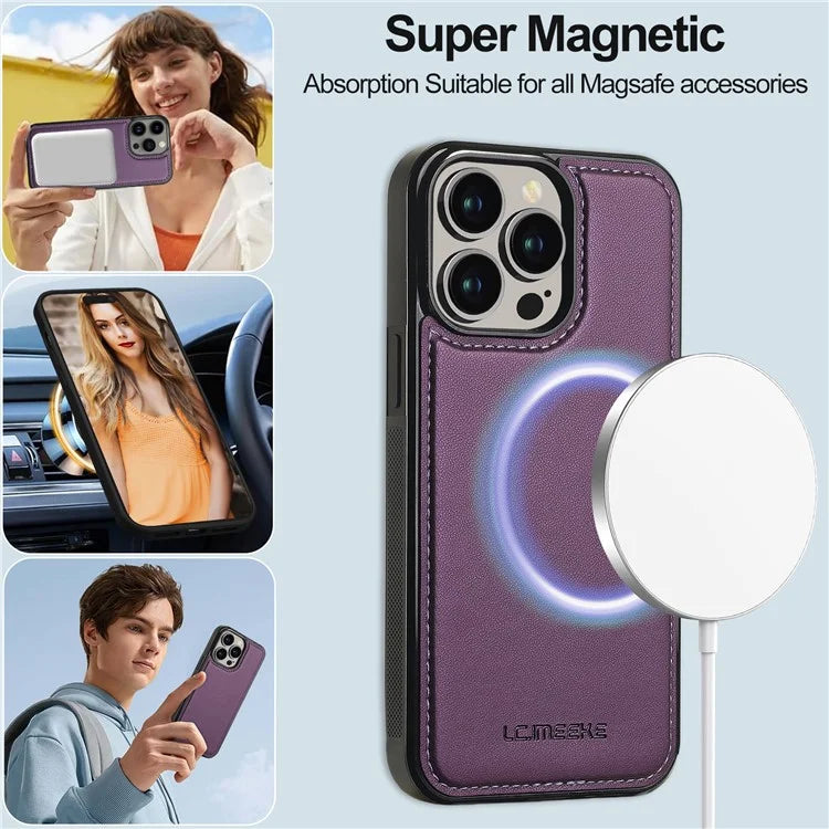 LC.IMEEKE L2 Series for iPhone 14 Pro Max Case PU Leather Wallet Detachable Magnetic Phone Cover