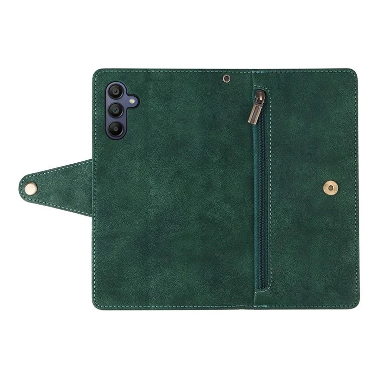 For Samsung Galaxy A16 5G Case Zipper Wallet Leather Stand Phone Cover Rivet Decor