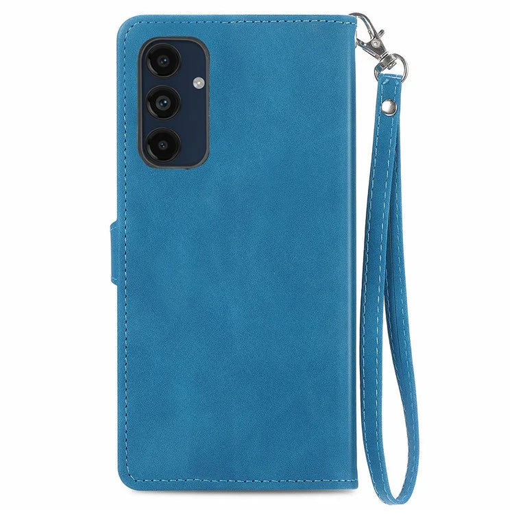 For Samsung Galaxy A16 5G Case Zipper Wallet PU Leather Flower Imprint Phone Cover