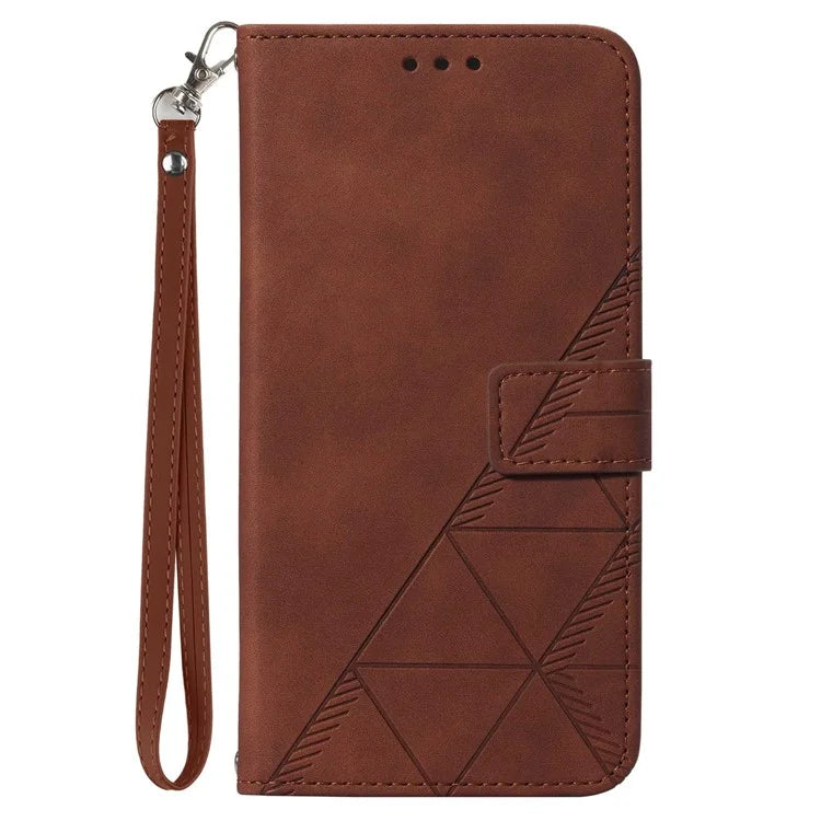 YB Imprinting Series-1 For iPhone 16 Pro Max Leather Case with Hand Strap Wallet Phone Cover