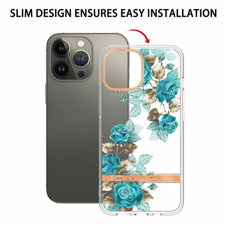 YB IMD-8 Series for iPhone 16 Pro Max TPU Case Flower Pattern IMD IML Phone Cover