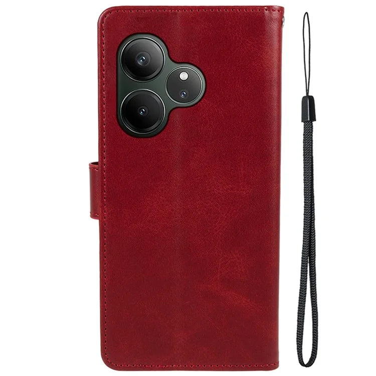 For Realme GT 6 5G Case PU Leather Wallet Protective Phone Cover Calf Texture