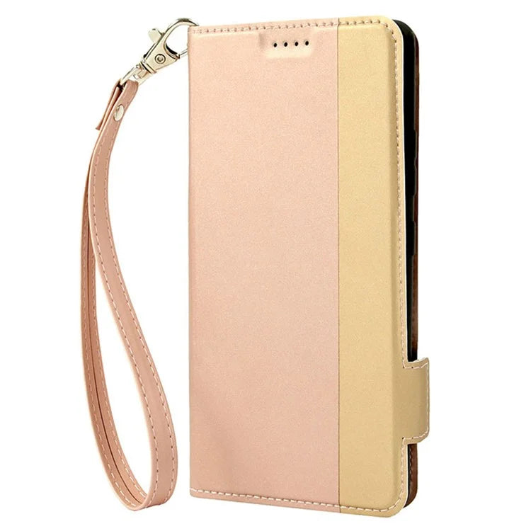 For Motorola Edge 50 5G Case Color Splicing PU Leather Card Holder Phone Cover with Strap