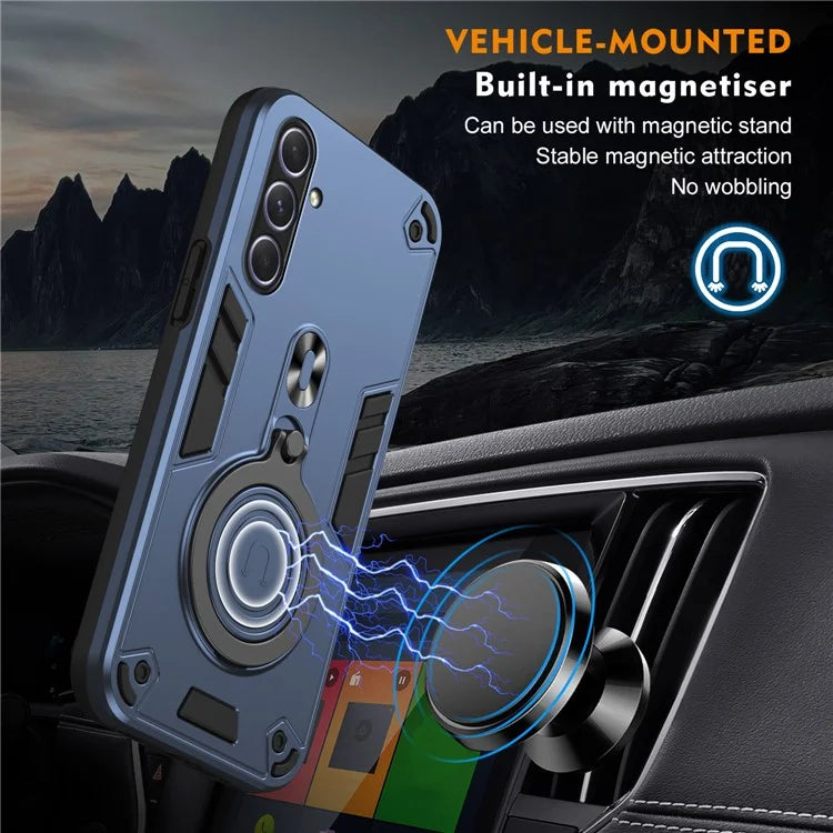 For Samsung Galaxy A55 5G Case Rotatable Kickstand PC+TPU Drop Protection Phone Cover