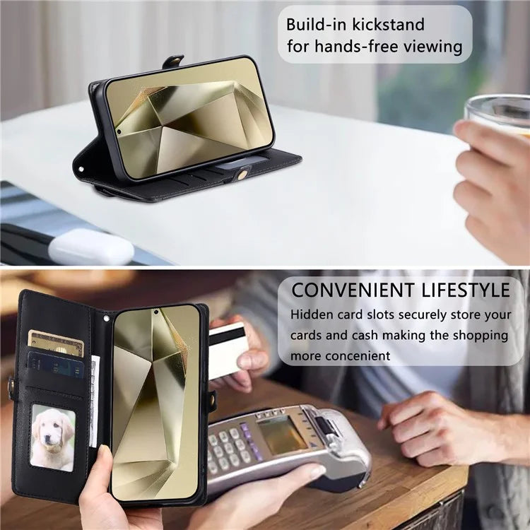 For Samsung Galaxy A16 5G Leather Case with Wrist Strap Wallet Stand Phone Cover