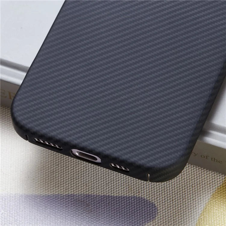 For iPhone 16 Plus Case Aramid Fiber 600D Fine Texture Magnetic Phone Cover - Black