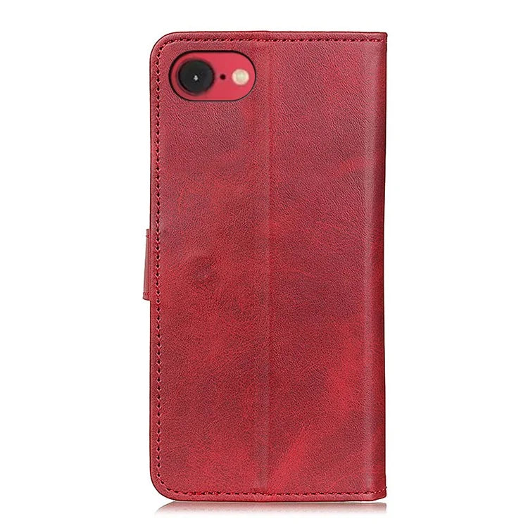 For iPhone SE (2024) Stand Wallet Case Cowhide Texture Leather Phone Cover