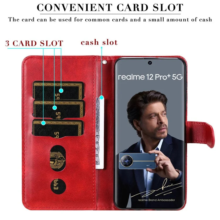 For Realme 13 Pro+ 5G / 13 Pro 5G / P1 Pro 5G / 12 Pro+ 5G / 12 Pro 5G Case Zipper Wallet Calf Texture PU Leather Phone Cover