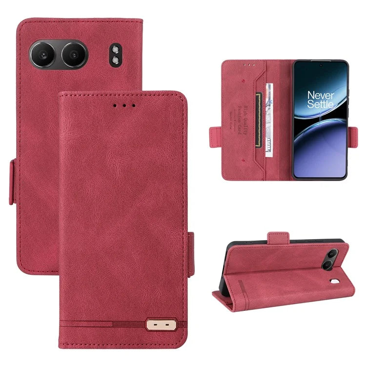 For OnePlus Nord 4 Case Leather Wallet Flip Phone Cover with Hardware Decor
