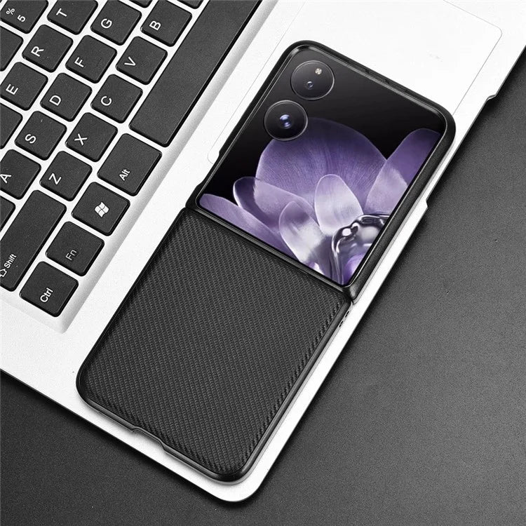 For Xiaomi Mix Flip 5G Case Carbon Fiber Texture Shockproof PU+PC Phone Cover
