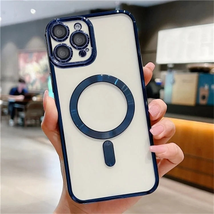 For iPhone 16 Pro Max Case Electroplating TPU Phone Cover Compatible with MagSafe