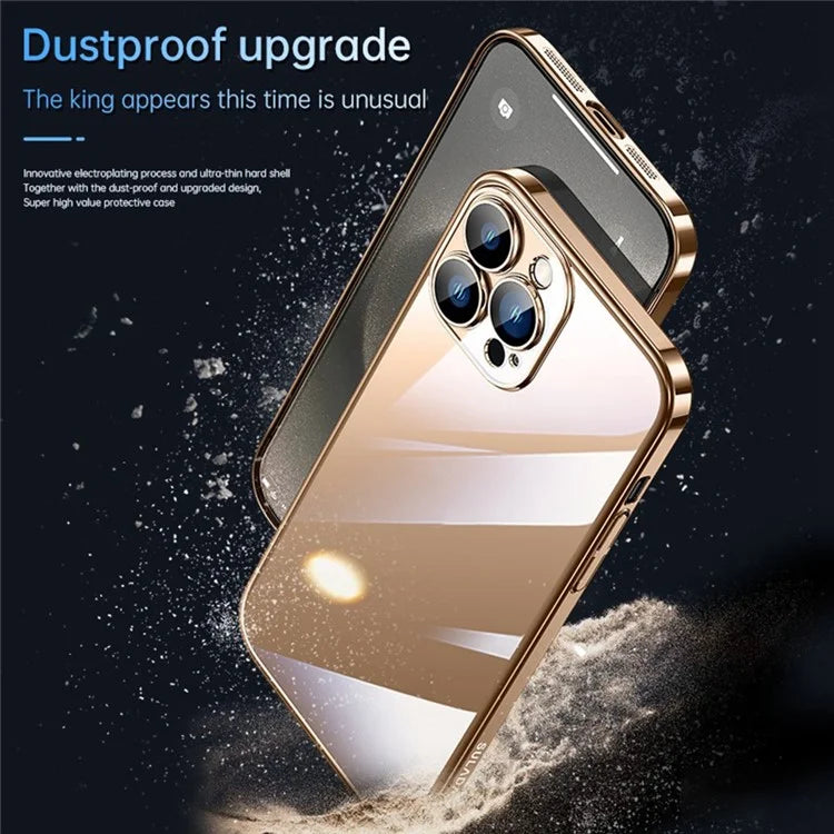 SULADA JINGJIA Series For iPhone 16 Pro Clear Case Electroplating Hard PC Phone Case with Lens Film