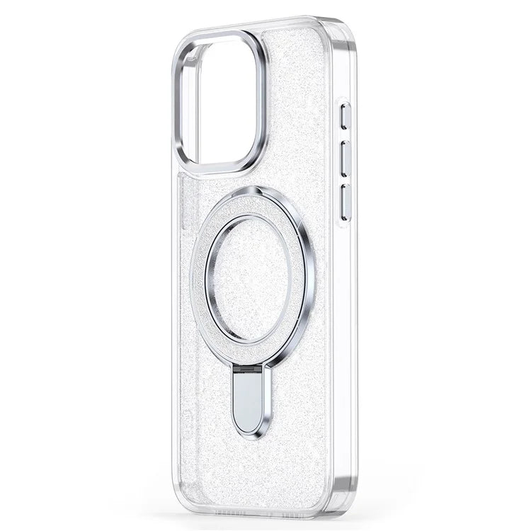 For iPhone 16 Case Glitter Design TPU+PC Kickstand Phone Protector