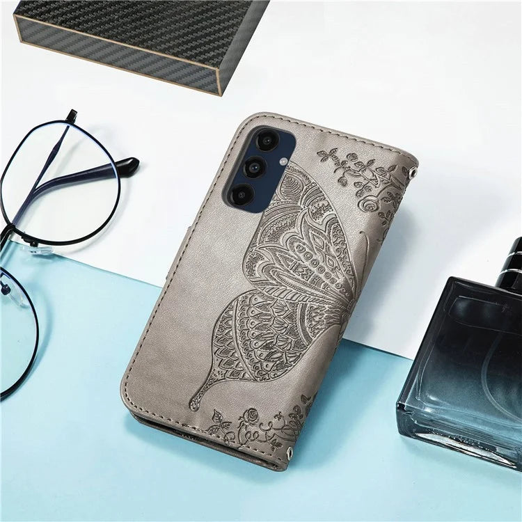 For Samsung Galaxy S24 FE Case PU Leather Wallet Phone Cover Butterfly Pattern
