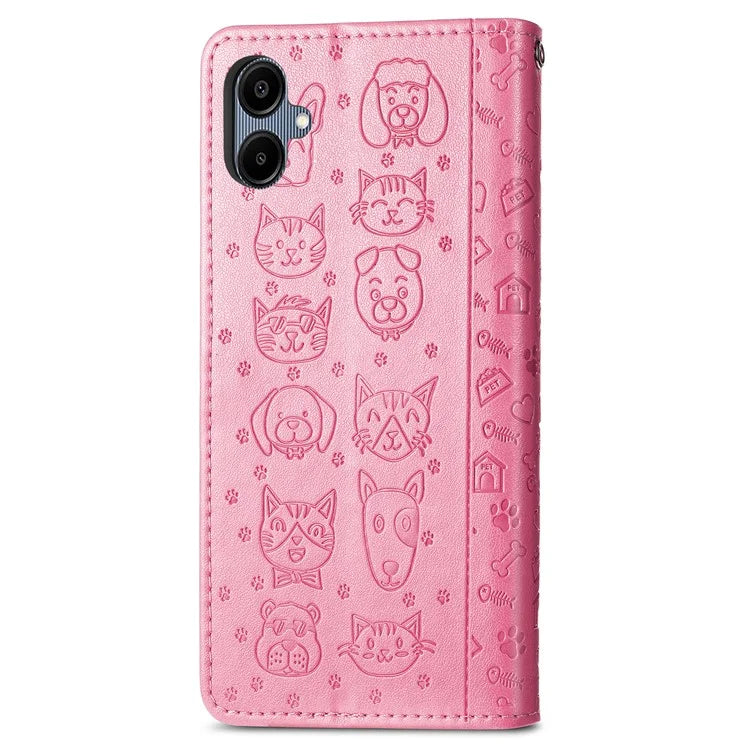 For Samsung Galaxy A06 Case Leather Wallet Flip Phone Cover Cute Cat Dog Pattern