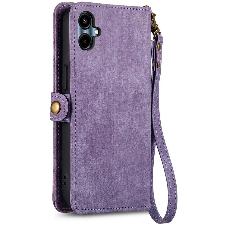 For Samsung Galaxy A06 Case Zipper Wallet Geometry Lines Leather Phone Cover