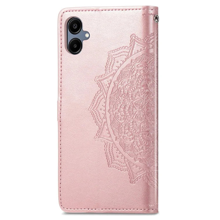 For Samsung Galaxy A06 Case Mandala Embossed Design Leather Wallet Phone Cover