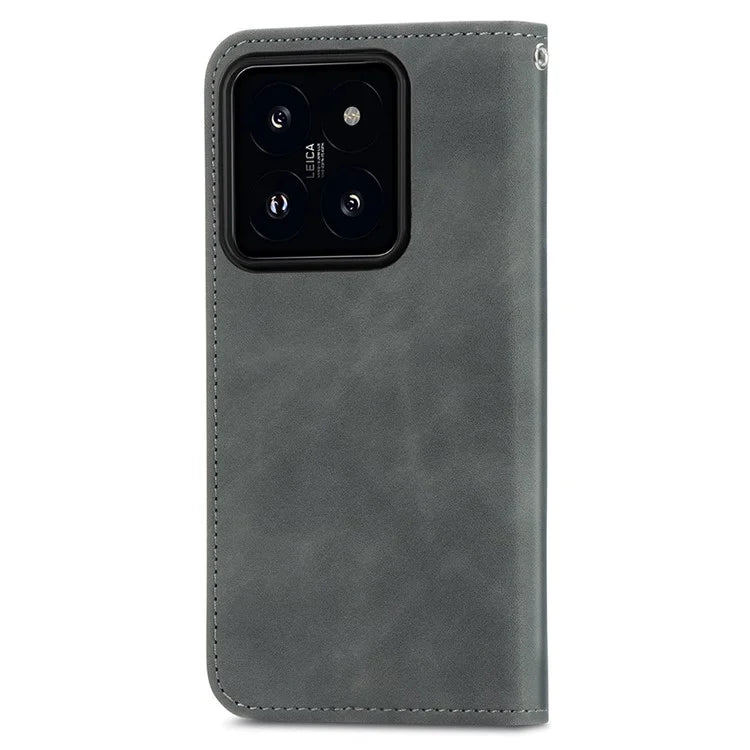 For Xiaomi 14T Case Skin Touch Feeling Leather Wallet Phone Cover Magnetic Absorption