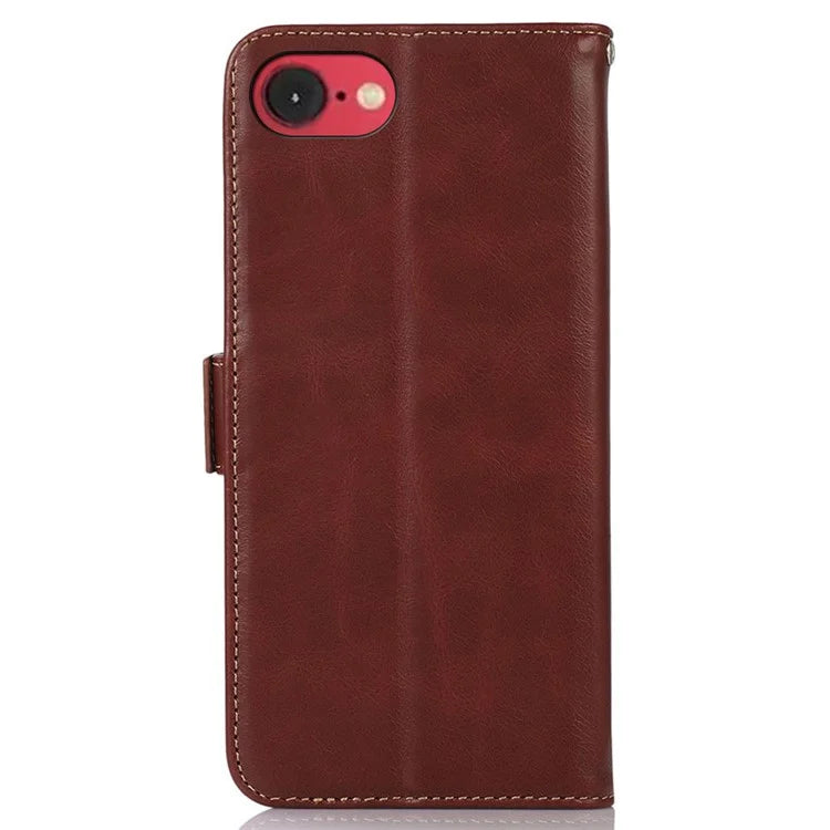 For iPhone SE (2024) Case RFID Blocking Genuine Cow Leather Wallet Phone Cover