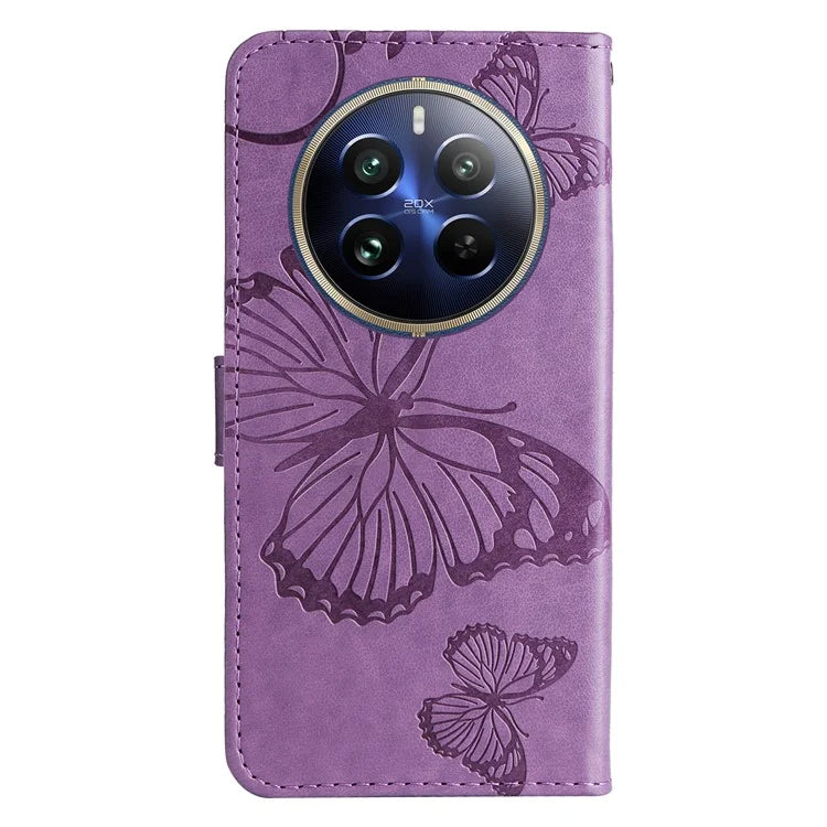 KT Imprinting Flower Series-2 For Realme 13 Pro 5G / 13 Pro+ 5G / P1 Pro 5G / 12 Pro 5G / 12 Pro+ 5G Case Butterfly Leather Phone Cover