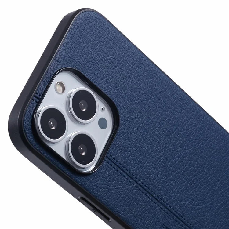 KIGC For iPhone 15 Pro Case Litchi Texture Leather Coated PC+TPU Phone Cover