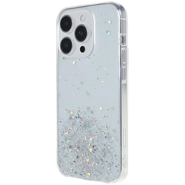 For iPhone 16 Pro Max Case Starry Sky Sparkle Epoxy Anti-Drop TPU Phone Cover