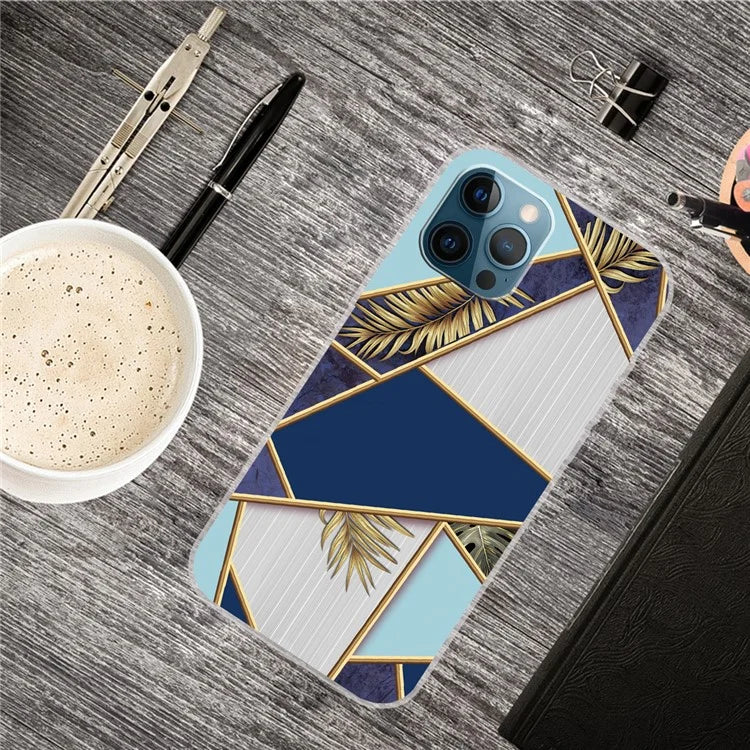 For iPhone 16 Pro Case Abstract Marble Pattern Printing TPU Phone Cover