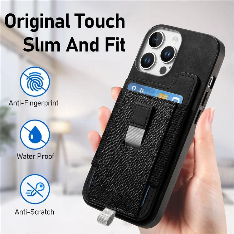 For iPhone 16 Pro Max Skin-Touch Case Leather+TPU Detachable Phone Case with Card Bag