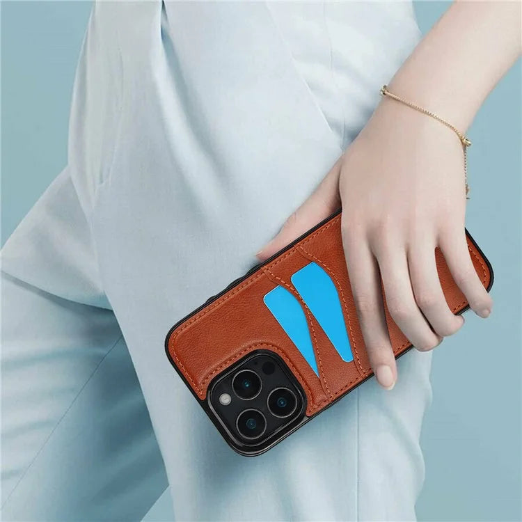 For iPhone 16 Pro Max Case Card Slot Slim-Fit PU+TPU Mobile Cover
