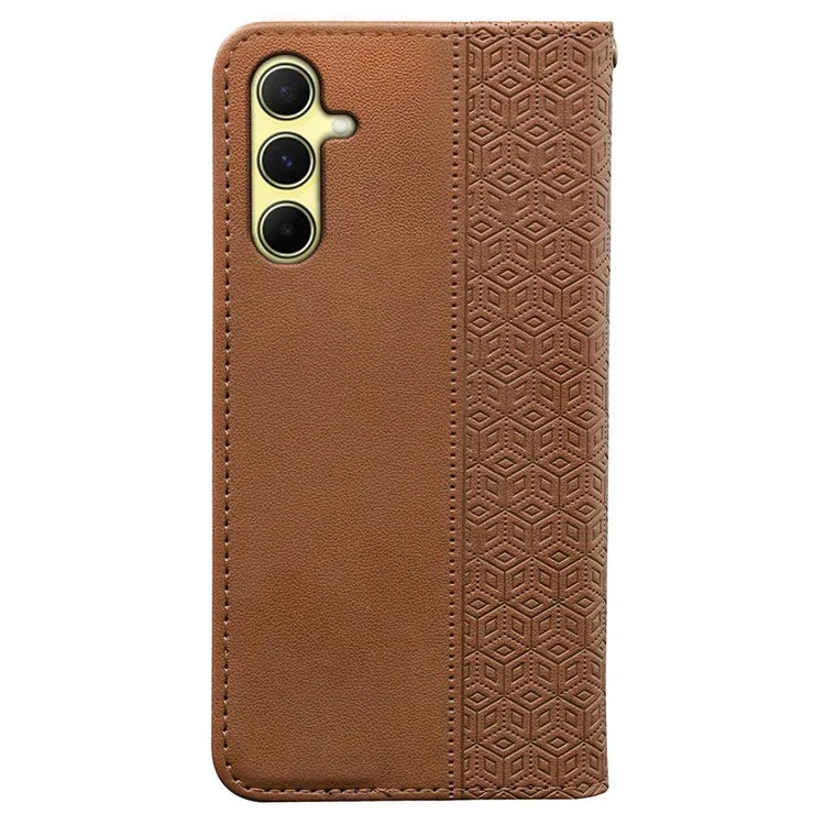 For Samsung Galaxy S24 Wallet Phone Case Strong Magnetic Checkered Pattern Imprint Leather Flip Cover