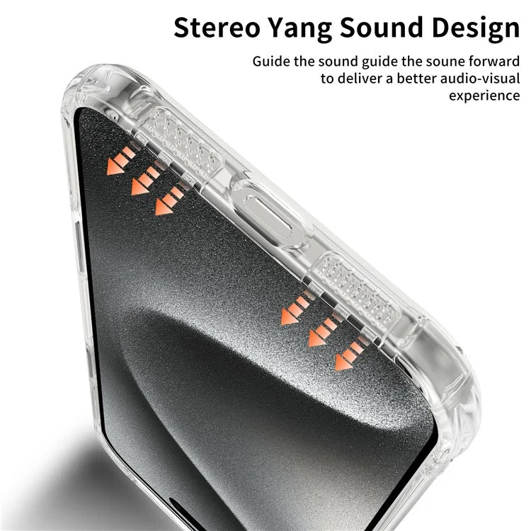 LEEU DESIGN For iPhone 16 Case 3D Stereo Sound Clear TPU Phone Cover - Transparent