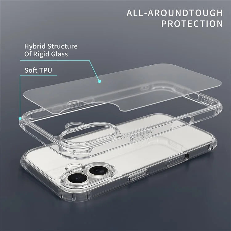 LEEU DESIGN For iPhone 16 Case 6D Stereo Sound Holes Matte Tempered Glass+TPU Back Cover