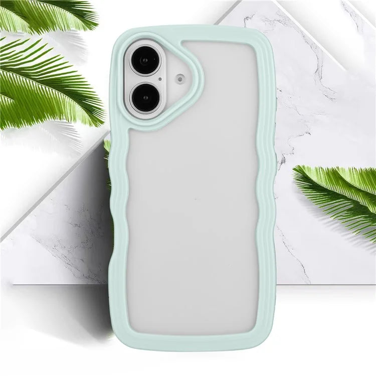 For iPhone 16 Case Wavy Edge Design PC + TPU Shockproof Phone Cover