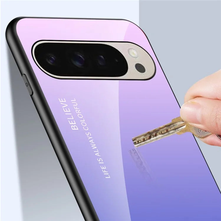For Google Pixel 9 Pro / 9 Case Anti-Scratch Tempered Glass + PC+TPU Phone Cover
