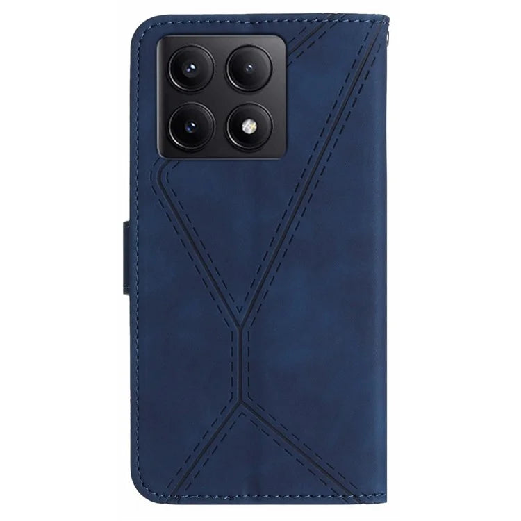 HT05 For Xiaomi 14T Case Skin-Touch Lines PU Leather Flip Phone Cover